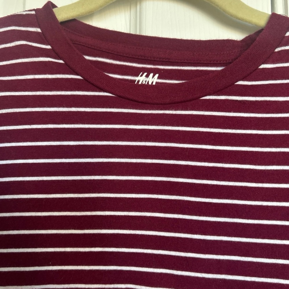 H&M Burgundy Striped T-Shirt